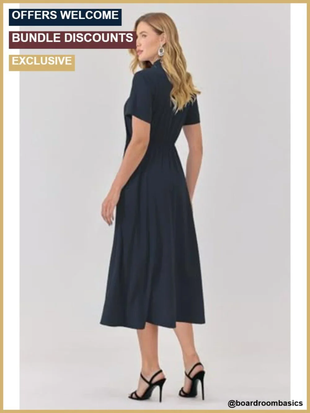 Women's Tie Waist Midi Shirt Dress Business Casual Work Outfit Flowy Short